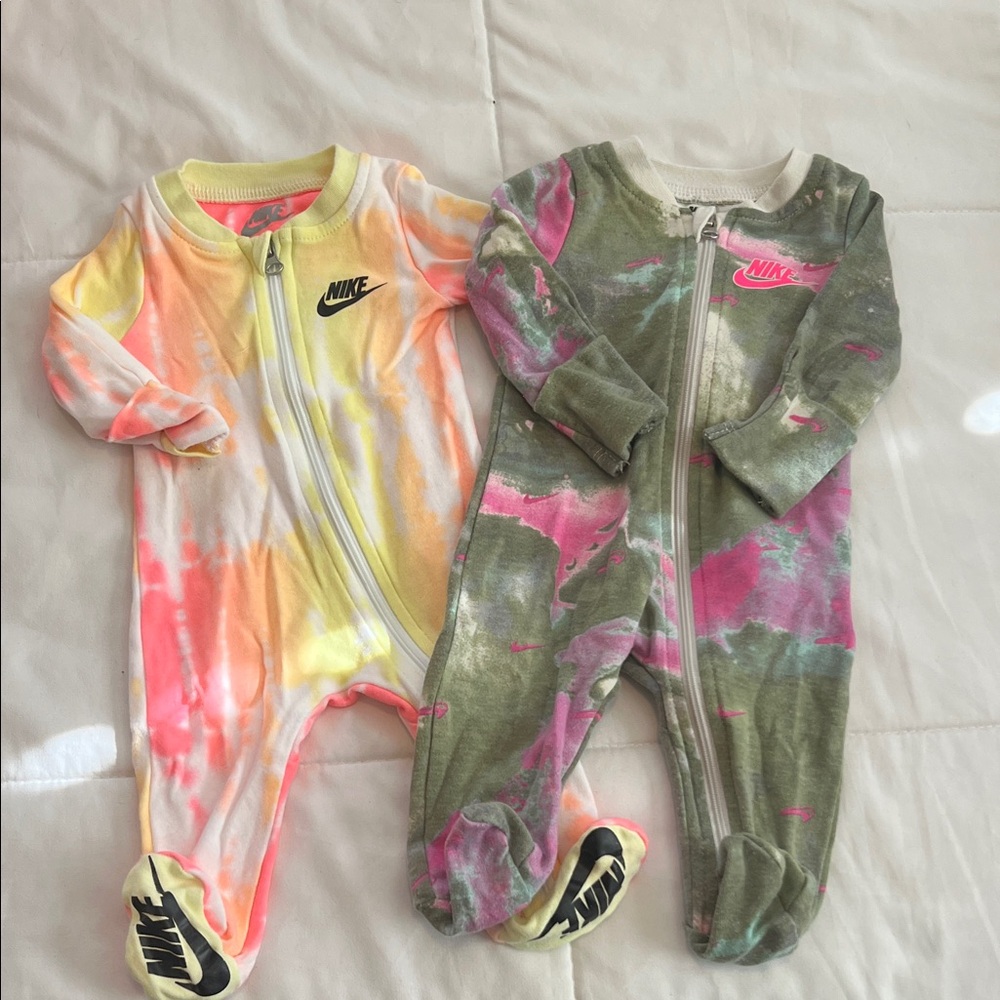 Nike  Tie-Dye Footies Pajamas- Orange and Green